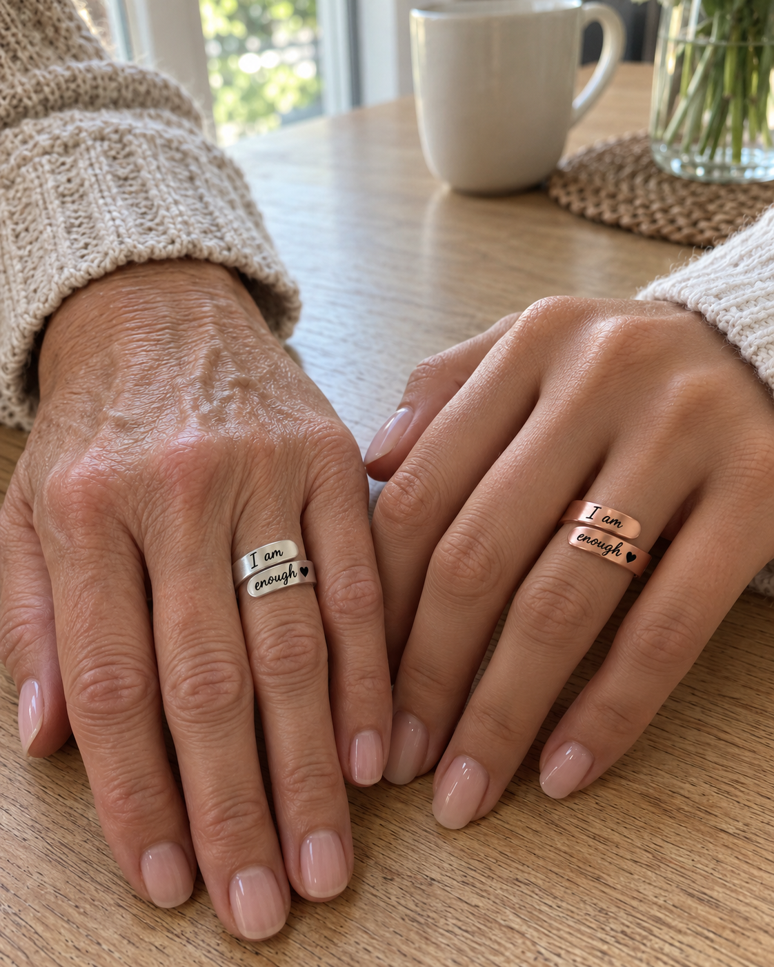 Mother & Daughter Set - I Am Enough Rings