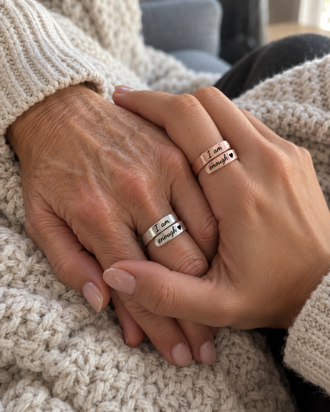 Mother & Daughter Set - I Am Enough Rings